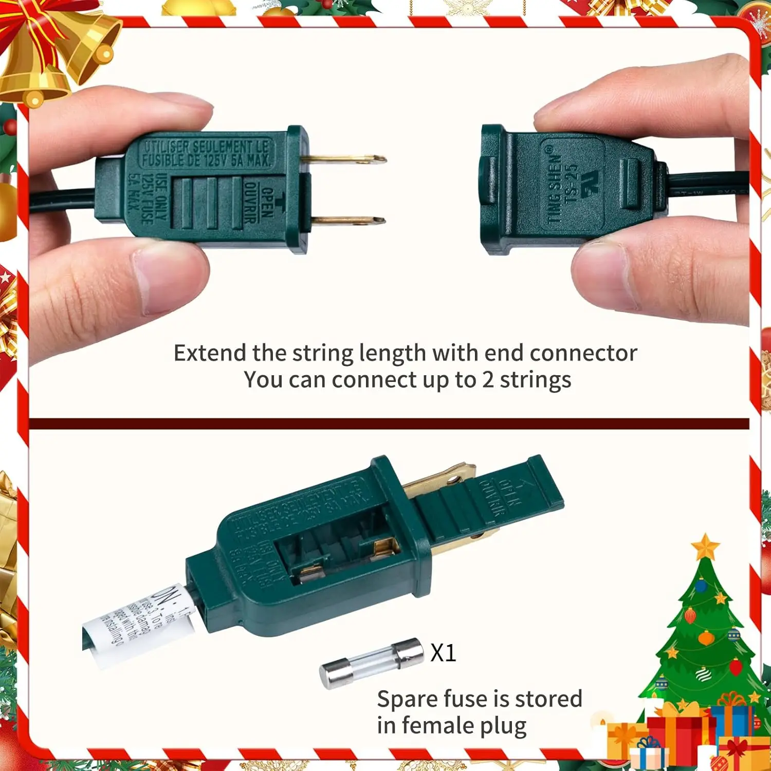 Рождественские гирлянды C9 для улицы, многоцветные, винтажные рождественские гирлянды C9 50 футов для домашнего рождественского декора патио, основание E17, зеленый провод