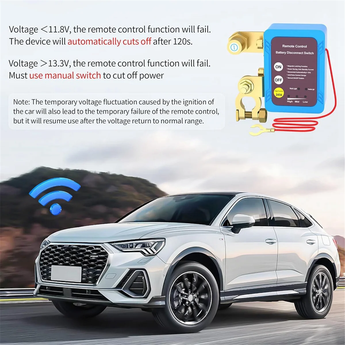 AU35 12V 240A Remote Battery Disconnect Switch, Automatic Power Off Switch Car Truck Boat Remote Control Switch