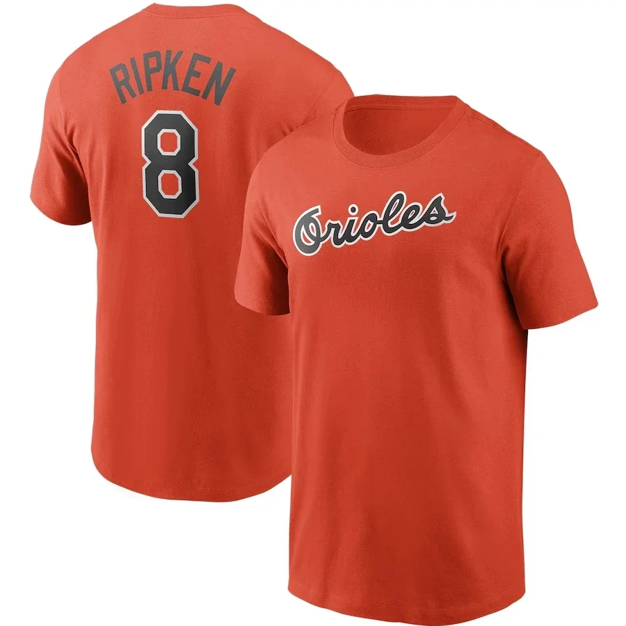 American Professional Baseball League Baltimore Orioles Ripken Ripken Short Sleeved T-shirt Pure Cotton Comfortable Sweating