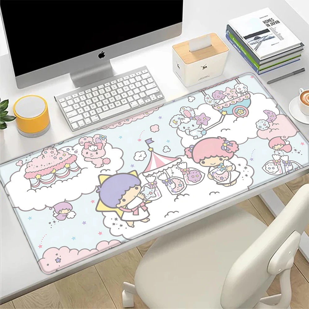 Cartoon LittleTwinStars Mousepad HD Printing Computer Gamers Locking Edge Non-slip Mouse Pad XXL90x40cm Keyboard PC Desk Pad