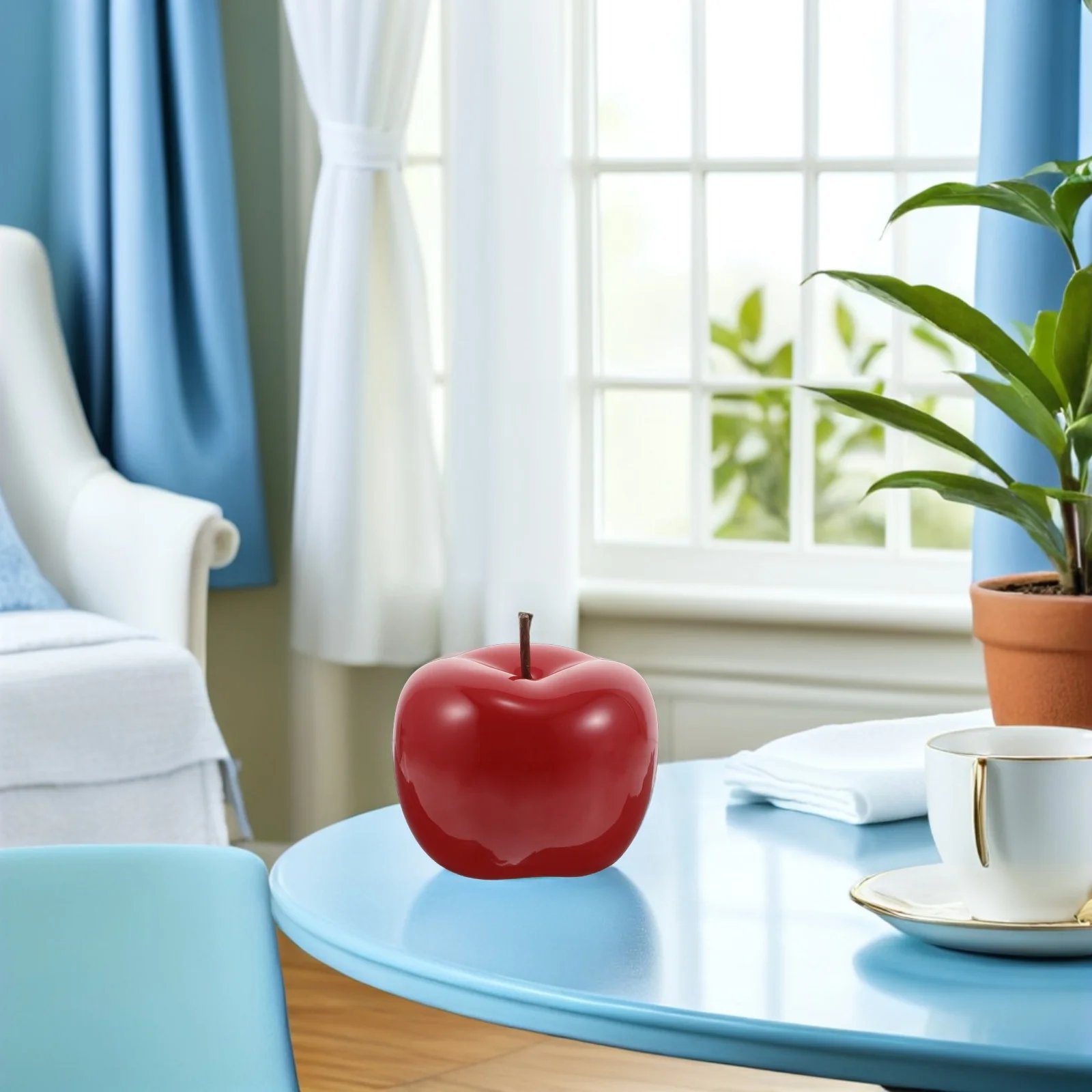 

Red Ceramic Apple Decoration Modern Artistic Fruit Statue for Living Room Centerpiece Fake Fruit Decor Lifelike Apple Craft