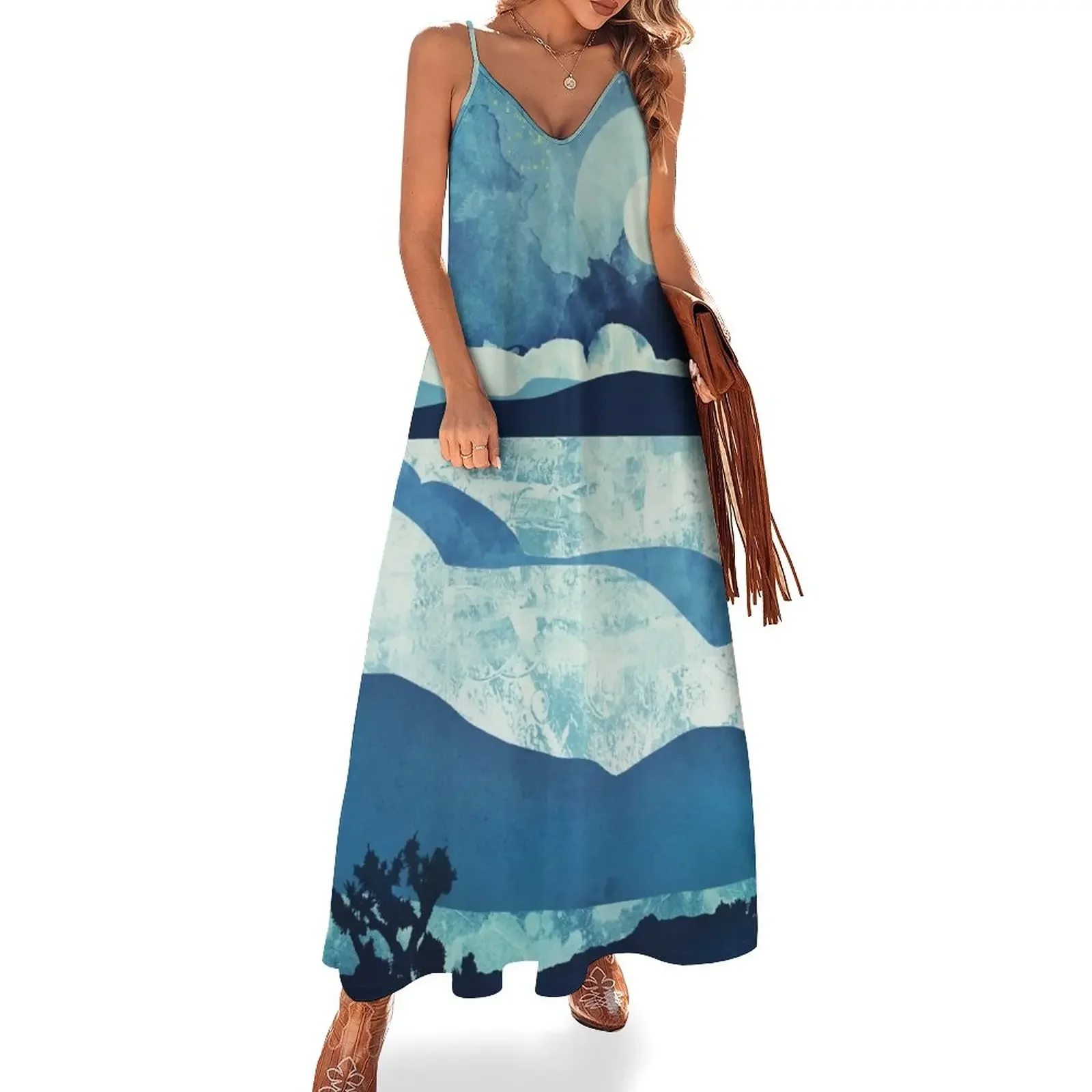 

Blue Desert Sleeveless Dress Dress vintage elegant dresses for women Summer women's clothing Dress
