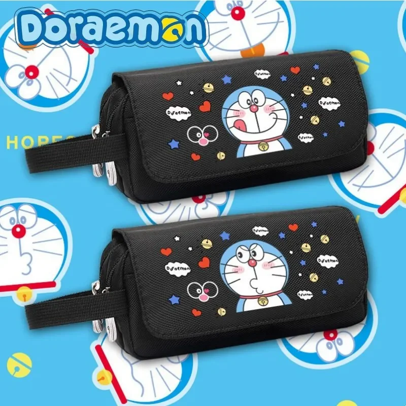 Doraemon Around Tinker Bell Support Stationery Box Pencil Case Male and Female Students Personality Graffiti Blue Fat Gift