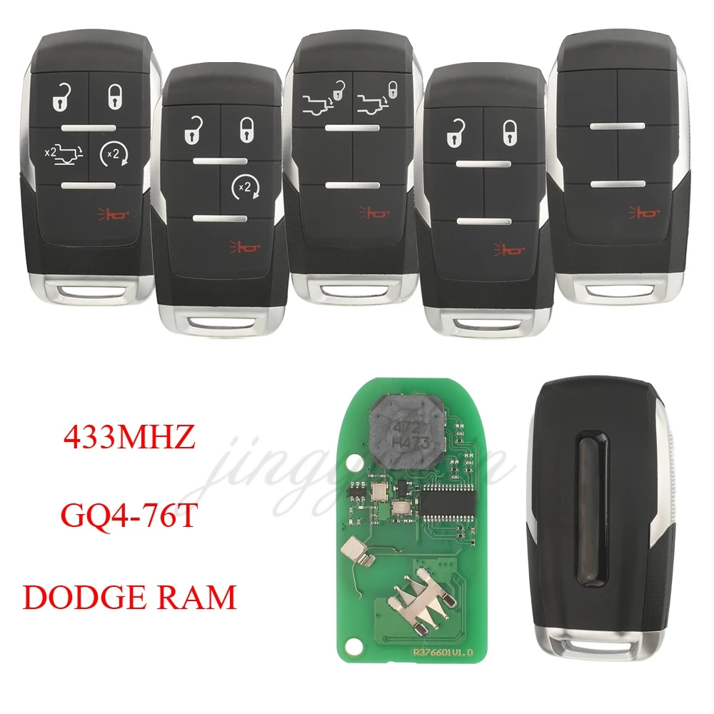 jingyuqin-gq4-76t-433mhz-4aチップリモートカーキー-68374994-ダッジramピックアップhd-1500-2500-3500-4500-5500-2019-2024-キーレスゴー対応