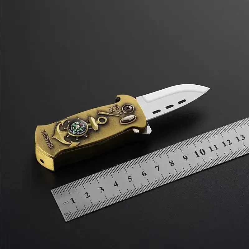 New Portable Multi functional Outdoor Metal Folding Knife Cigar Lighter Windproof Turbo Gas Lighter Adventure Tool Men's Gift