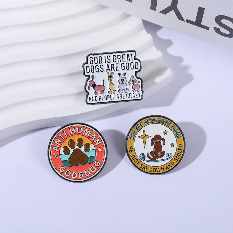 Unisex Humorous Dog Devotion Style Enamel Pin Paw Print Quote Decor Dog Lover Brooch Daily Pet Theme Accessory for Gatherings