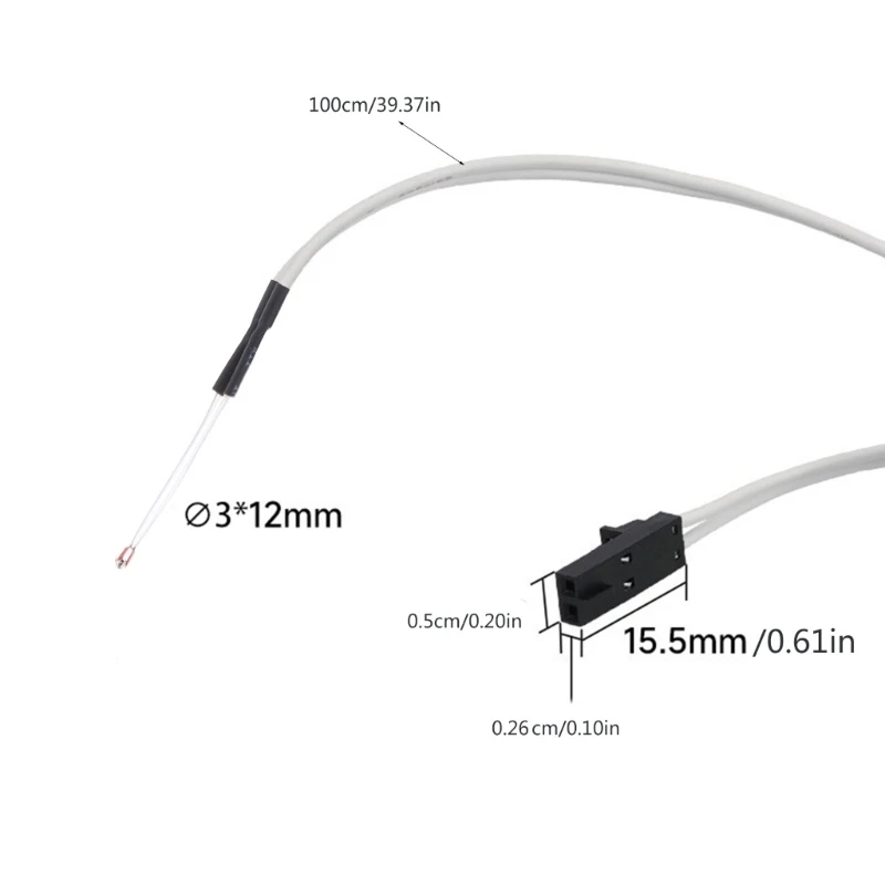 2 uds impresoras 3D NTC100K temperatura termistor, pieza repuesto rápido Hotend con Cable 1m y conectores 2