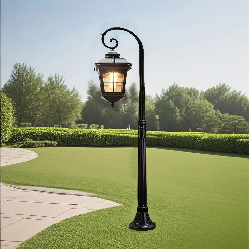 European Style Outdoor Waterproof Aluminum Single Head Street Lamp for Courtyard Garden Park Approx. 140CM
