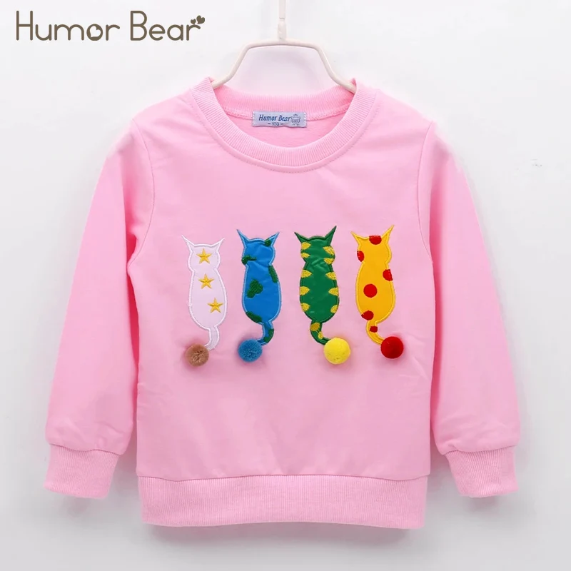 

Humor Bear Girls Sweatshirts Top New Autumn Long Sleeve Cartoon Printed Korea Cute Children Blouse Kids Clothes
