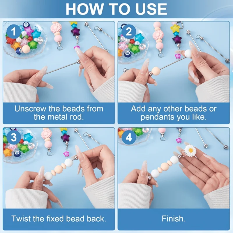16pcs Blank Bead Lobster Clasps Swivel Snap Sets Men's Keychains Creative Beading Rods Backpacks Keys Holiday Party Perfect Gift - view 5