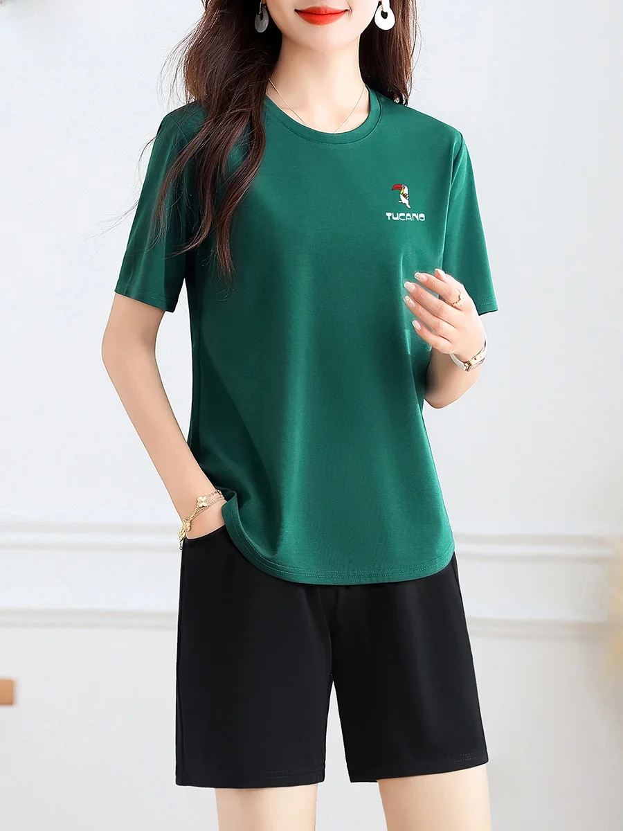 TUCANO glace soie Qui sec sport ensemble femmes 2025 nouvel été ort Sve orts Faion course deux pièces ensemble rond Ne