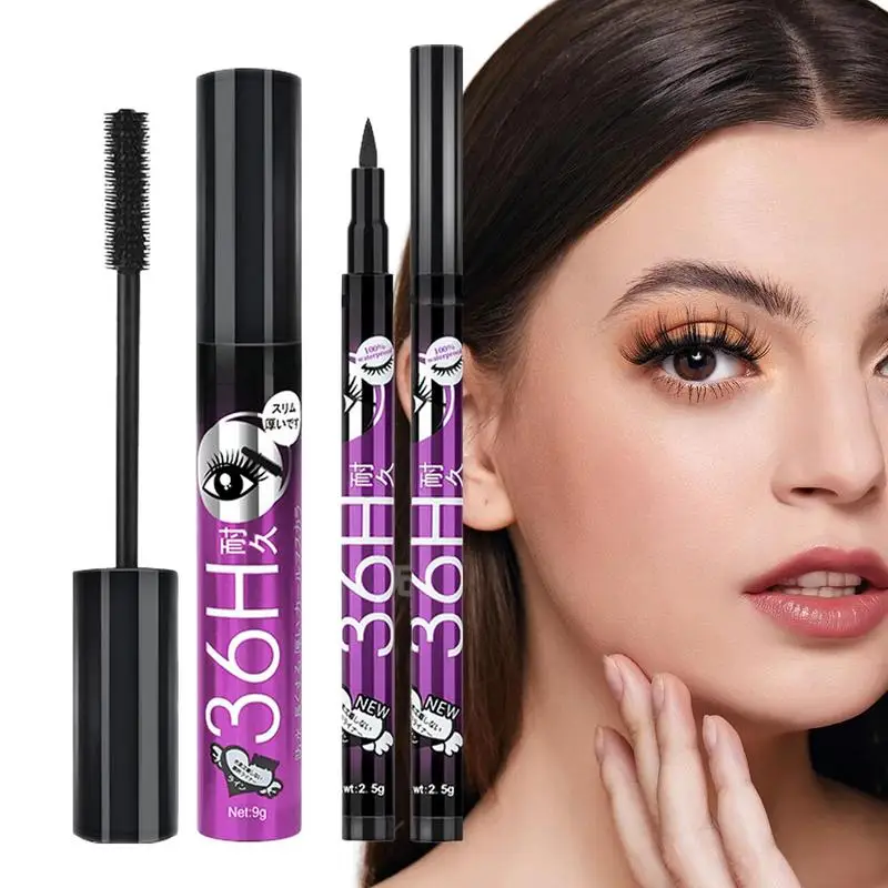 Mascara und Eyeliner Set 2 stücke flüssige Augenbrauen Mascara Bleistift langlebige Augen Make-up Bleistift Wasserlinie Mascara Eyeliner für Frauen