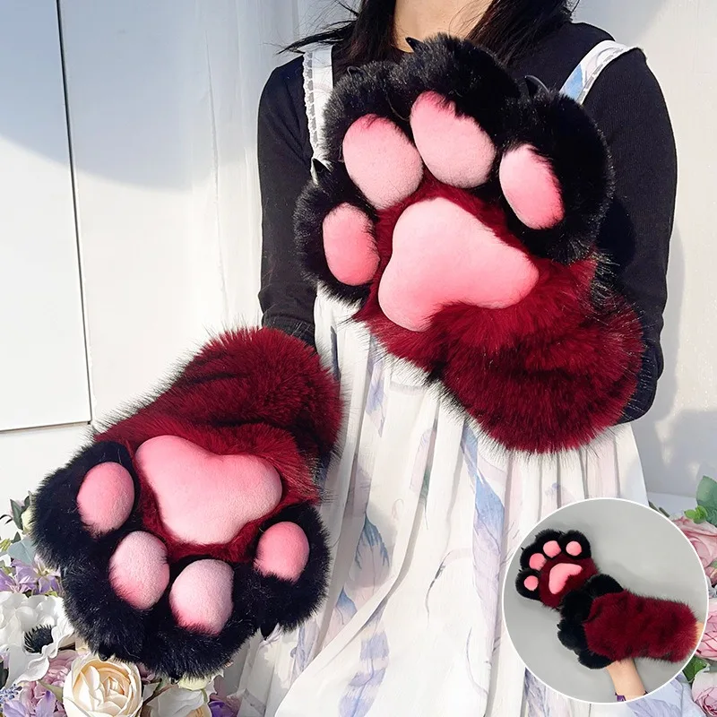 

Plush Animal Claw Gloves Furry Paw Anime Kawaii Cartoon Fursuit Cosplay Costume Cute Cat Paw Warm Halloween Party Props Gifts