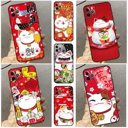 Maneki Neko Lucky Money Cat Case For iPhone 14 15 16 Pro Max 11 13 12 Mini X XR XS Plus Soft Cover Shell
