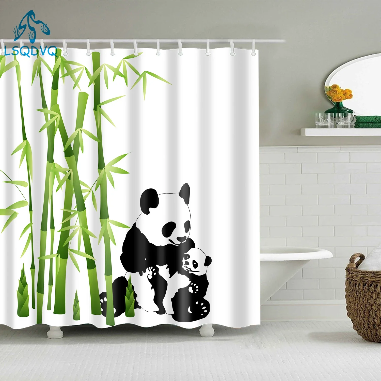 

Animals Panda Cat Elephant Bathroom Shower Curtains Frabic Waterproof Polyester Shower Curtain Bathroom Curtains with Hooks