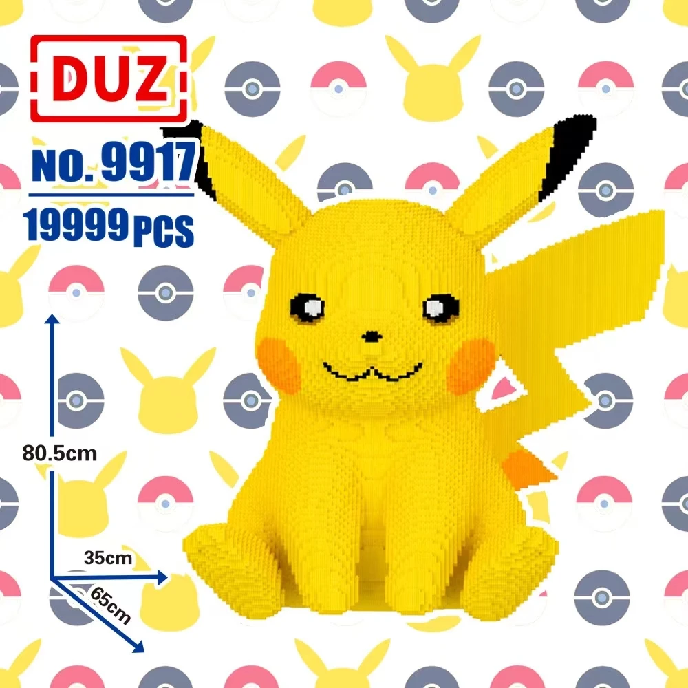 

Pokémon Series Extra Large 80 Cm Pikachu Building Blocks Kawaii Pikachu Educational Toy Assembly Model Ornament Birthday Gift