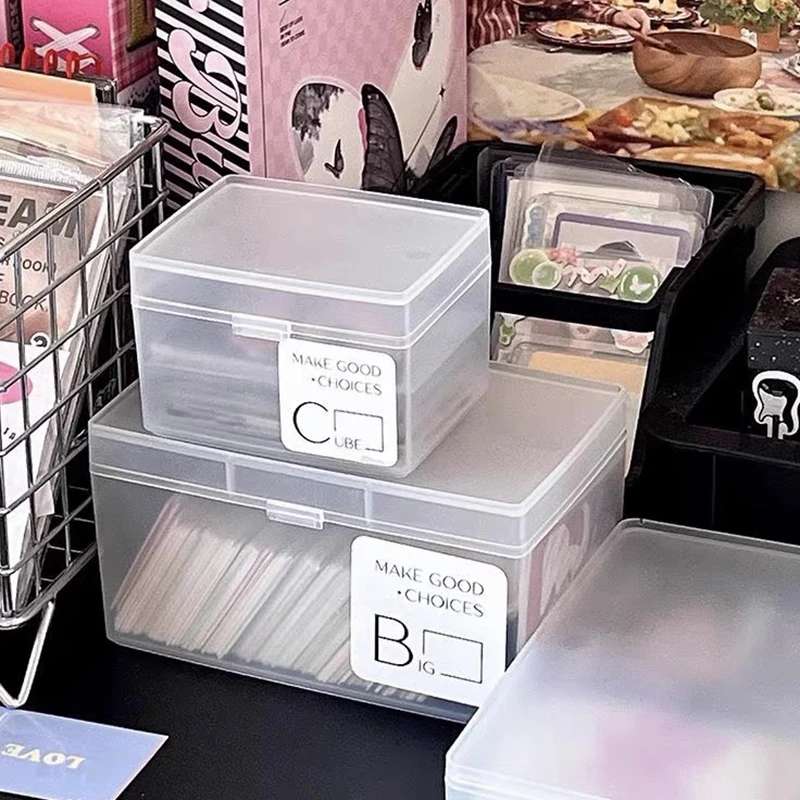 Photo Card Storage Box Transparent Photo Frame Idol Card Collect Box Kpop Cards Organizer Room Table Storage Decoration