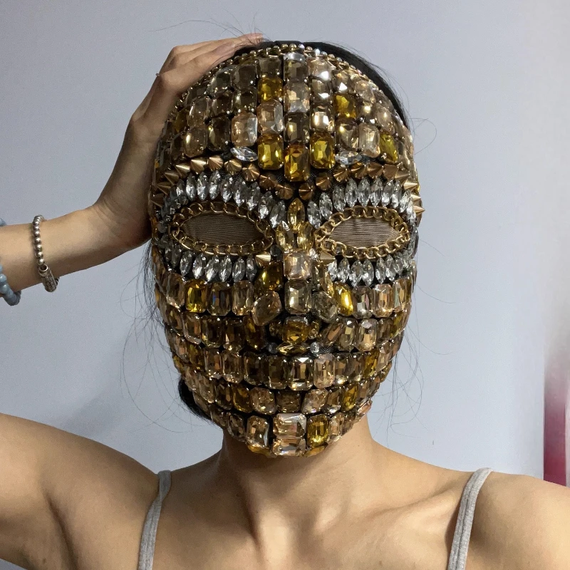 الرجعية الذهبي الماس قناع مهرجان الاحتفال حفلة تنكرية تصوير الفيديو أداء الدعائم تأثيري أغطية الرأس #1