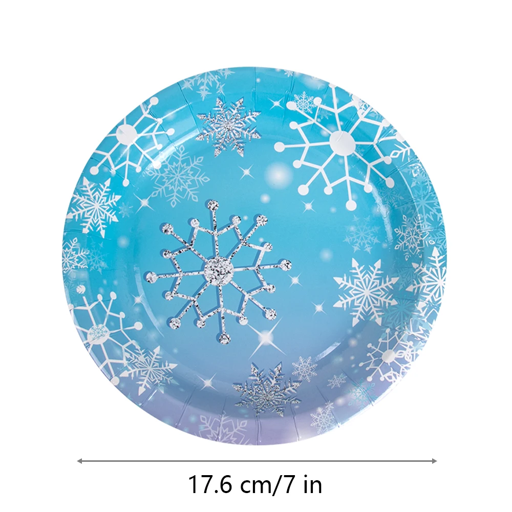 Frozen Snowflake Disposable Tableware Set Snow Theme Party Decoration Paper Plate Napkin Tablecloth Kids Birthday Party Supplies