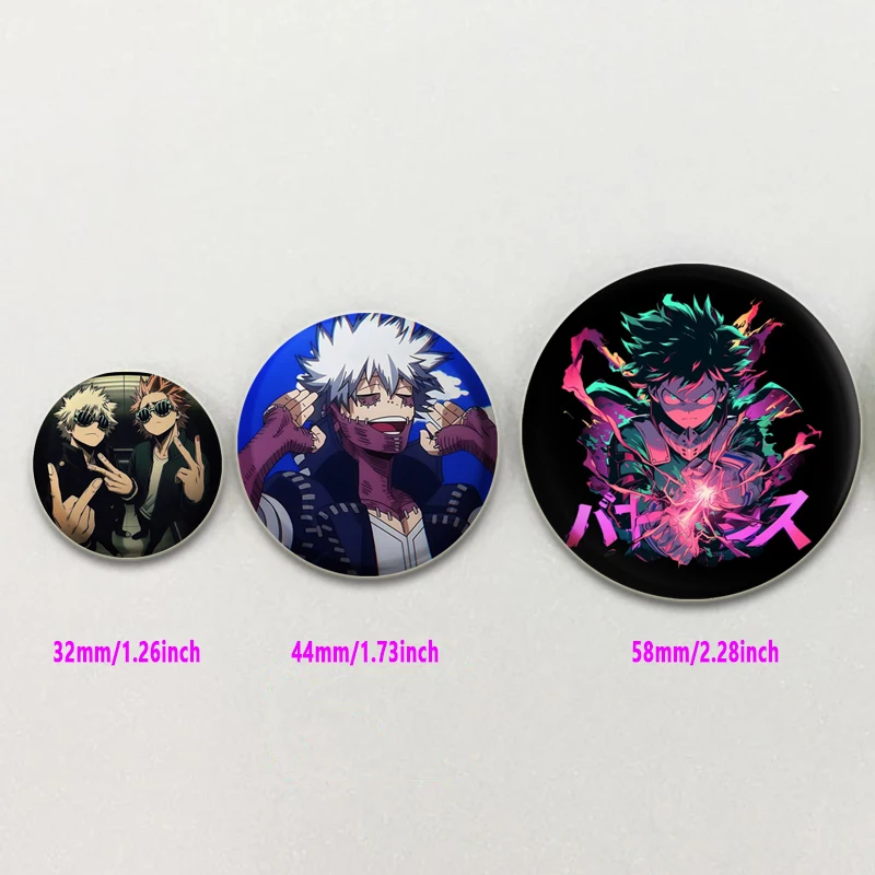 Anime Badge Midoriya Izuku Bakugou Katsuki Todoroki Shoto Ochaco Uraraka Cartoon Brooches Round Gifts Pins for Bag Accessorie