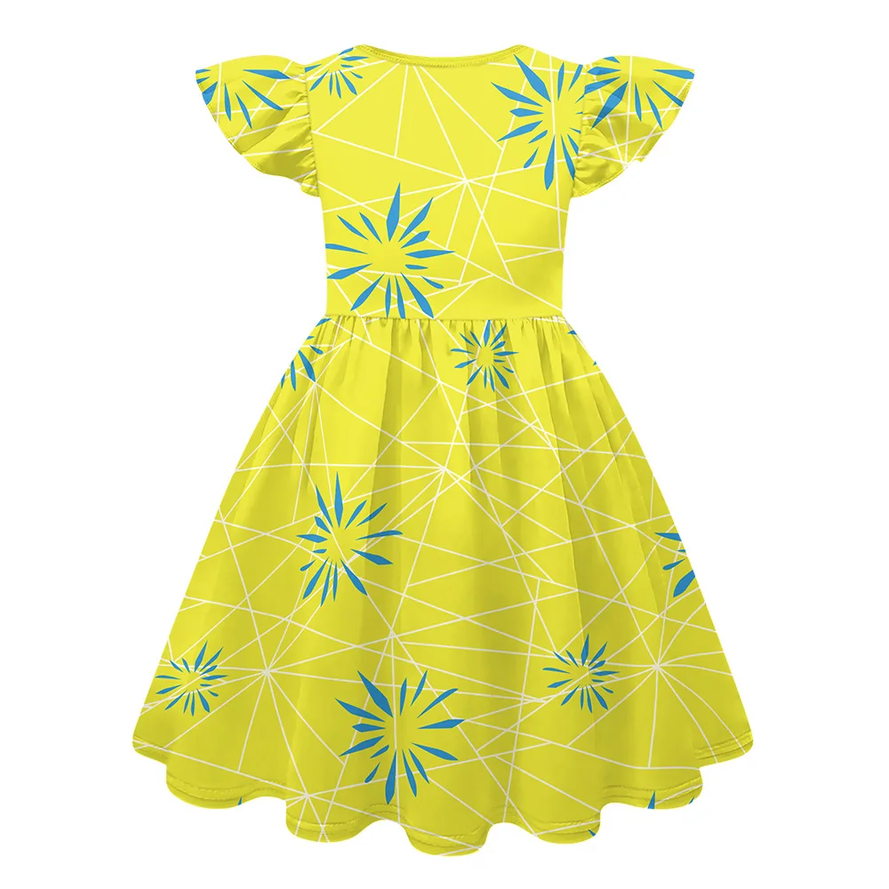 Girls Party Dresses Disgust Printed Princess Dress Birthday Party Inside Out Joy Halloween Cosplay Costume Carnival Gift 2-10Y