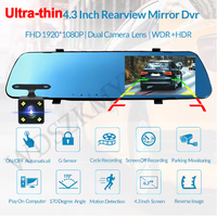 4.3inch 1080P Rearview Mirror Car DVR Ultra-thin Video Recorder Dash Cam for Cars Front Rear View Camera Black Box Car Assecory