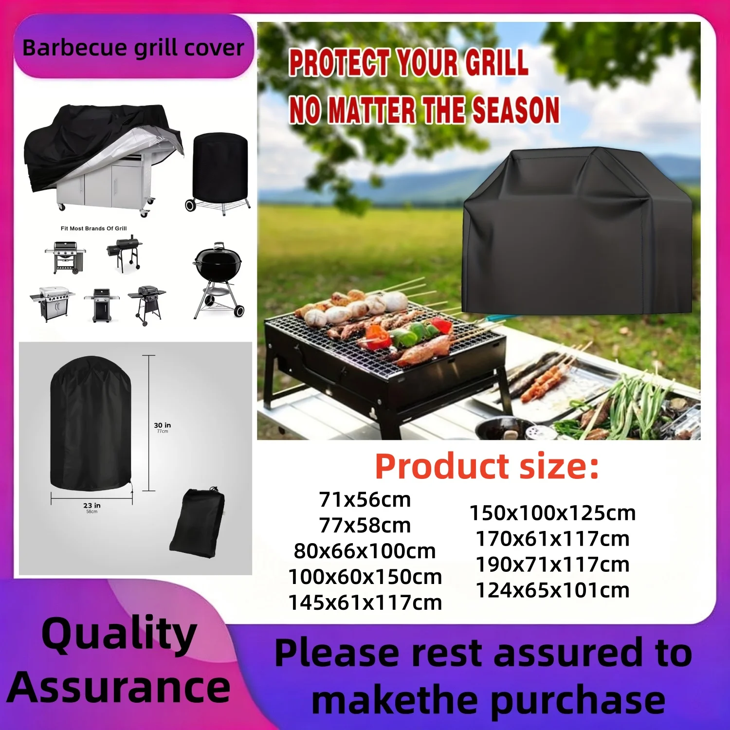 1 funda para parrilla de barbacoa, compatible con la mayoría de las marcas, funda para parrilla de gas para Weber, Char Broil, Nexgrill