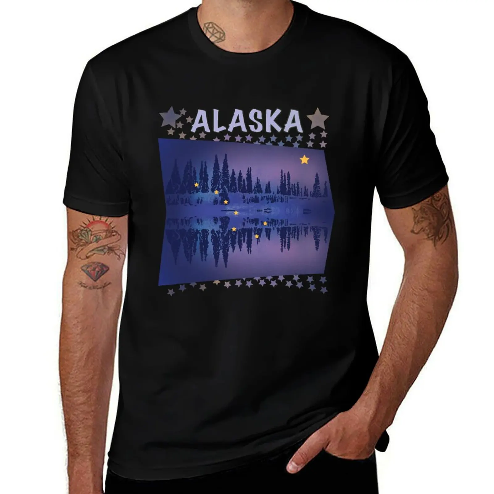 

Alaska state flag art T-Shirt Street Fashion Casual Tee Shirt