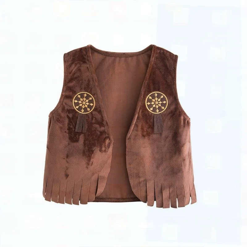 Set di costumi cosplay da cowboy occidentale con cappello, vestiti per spettacoli di Halloween per ragazzi, outfit per piantine di ruolo per bambini, produttore cinese