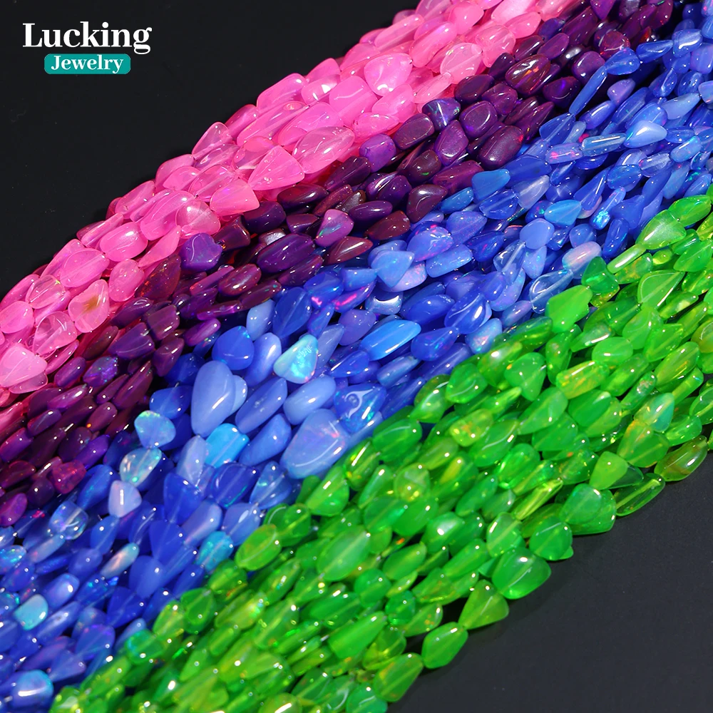 

Dyed Opal Rainbow Color Loose Beads - Lab-Created Stone for Jewelry Making, Necklaces, Earrings, DIY Craft Supplies