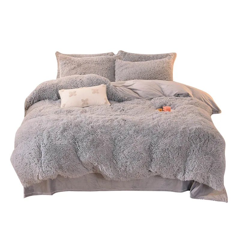 

Mink Bed Four-Piece Set Warm crystal velvet bedding plush