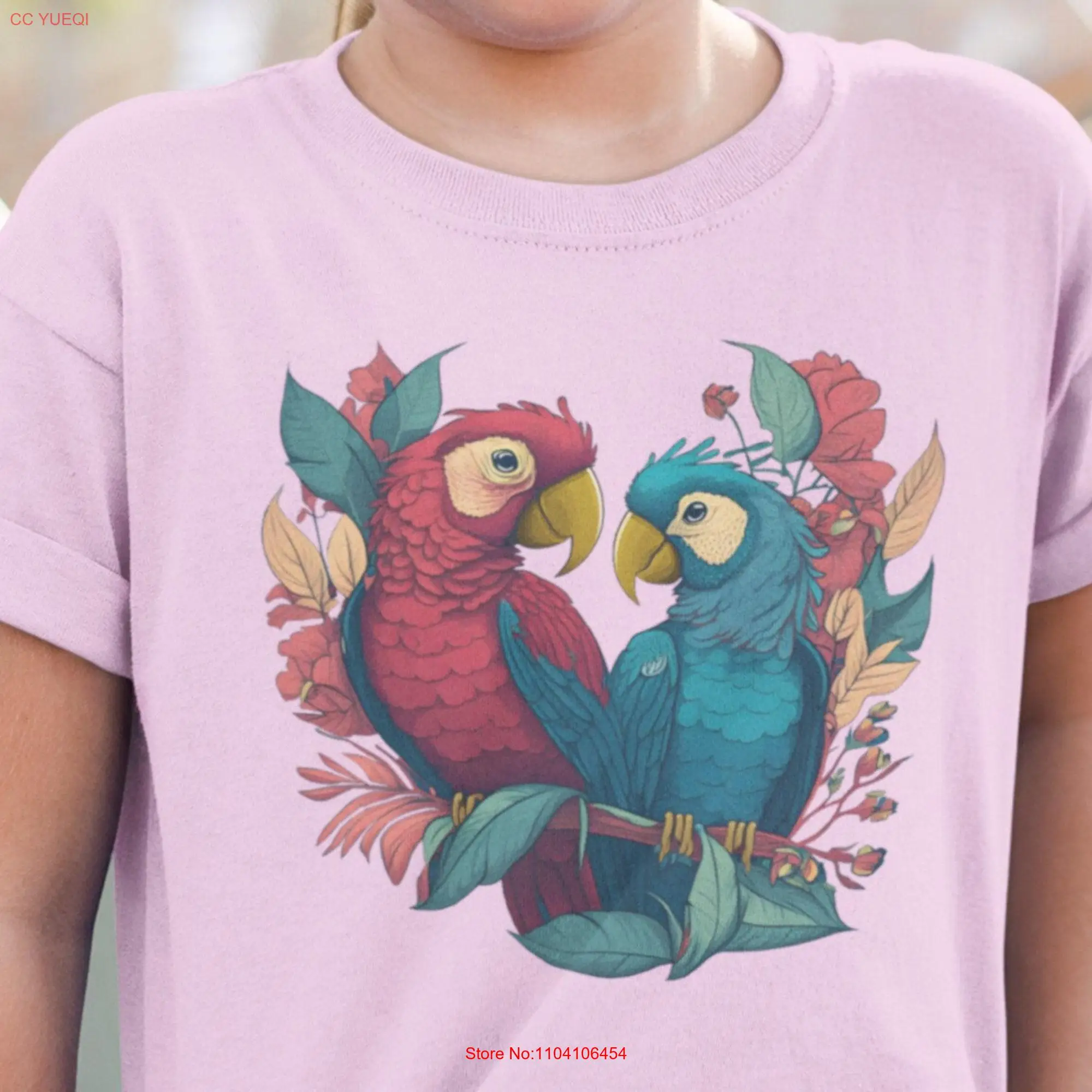 Tropical Parrots T Shirt Parrot Bird Lover Apparel Love Birds Womens long or short sleeves