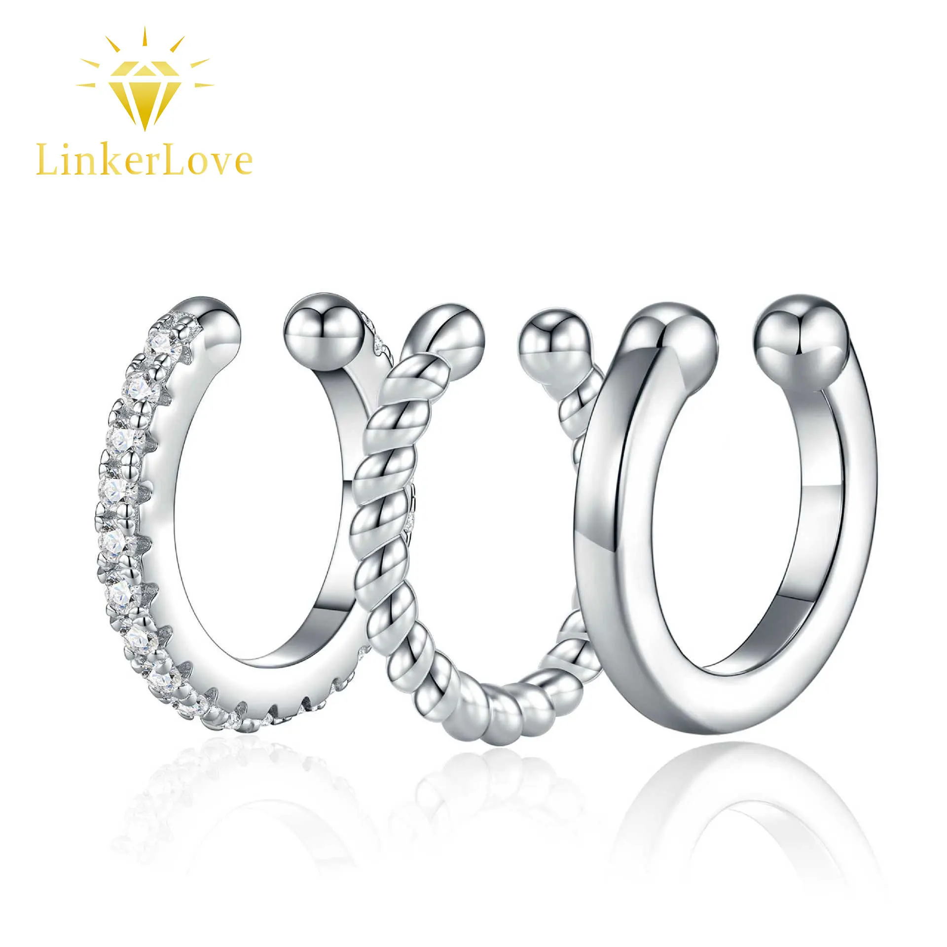 

Набор серебряных серег-каффов LinkerLove 925 пробы с муассанитом для женщин, 6 шт., витые серьги-кольца, без прокола, гипоаллергенные, изысканные украшения