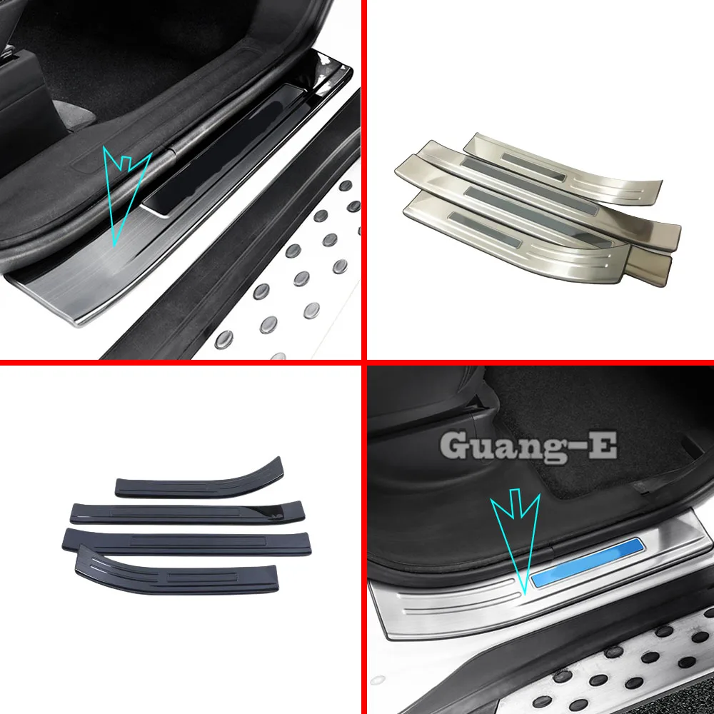 Sticker Stainless Steel Pedal Door Scuff Plate Cover Threshold Outside For Mitsubishi Outlander 2016 2017 2018 2019 2020 2021