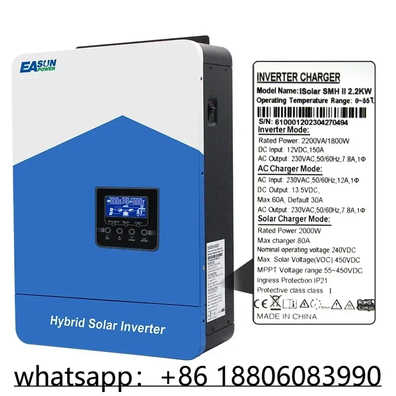 EASUN POWER DC 12V AC 2KW MPPT 80A 24V 3KW PV Input 450VDC 3KVA 3000W Hybrid Solar Inverter