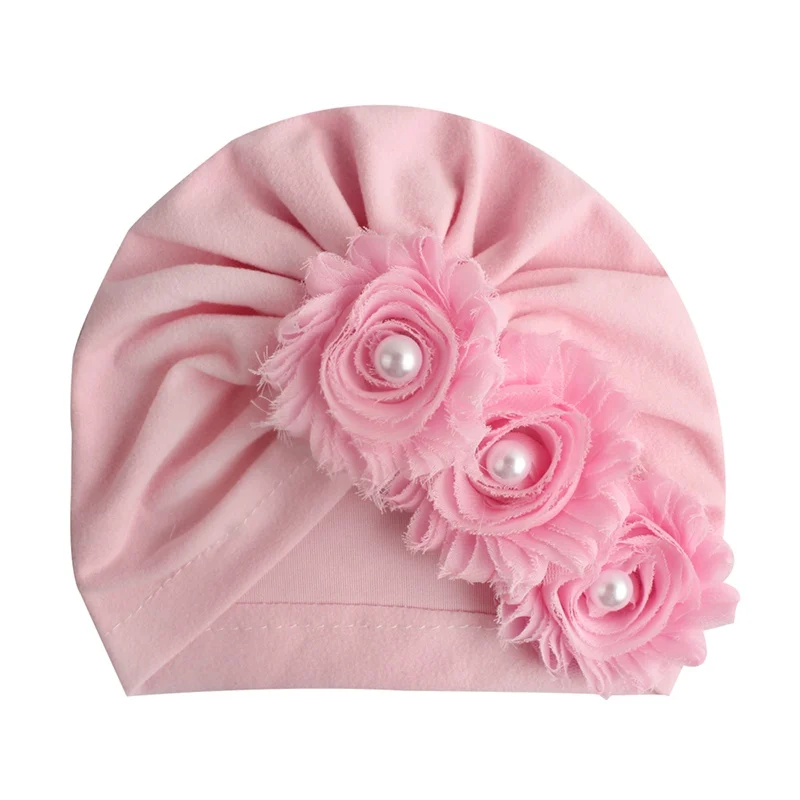 Cappello neonato turbante berretti elastici Cute Baby Flower Pearl Design ragazze ragazzi berretti Casual berretto Unisex