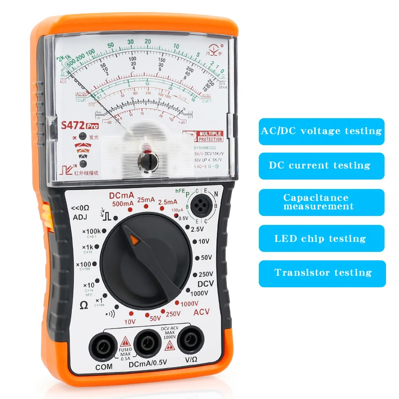 

NJTY S472PRO Mini Analog Multimeter, Universal High-Precision Mechanical Anti-Burn Multimeter