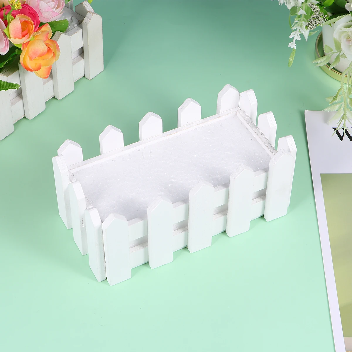 

3 pcs Wood Flower Pot Simulative Fake Flower Set Thickened Leakproof Artificial Flowerpot Fence Design For Home Car Desk