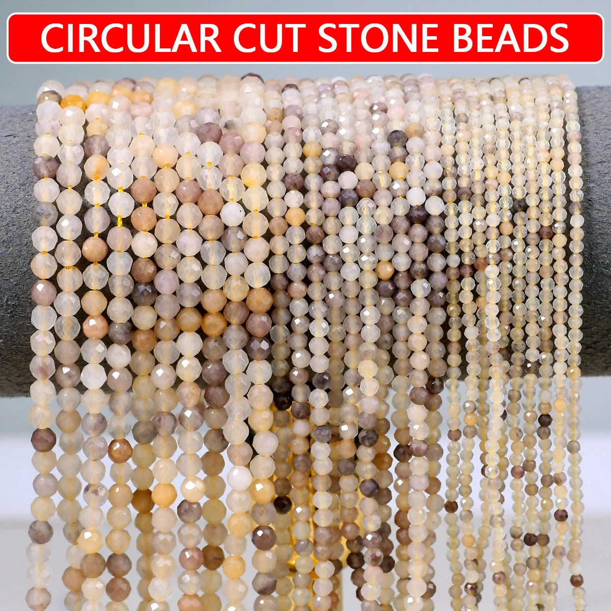 2/3/4mm Apricot Series Round Cut Natural Stone For Making Diy Jewellery Accessories Such as Bracelets Necklaces and Key Rings