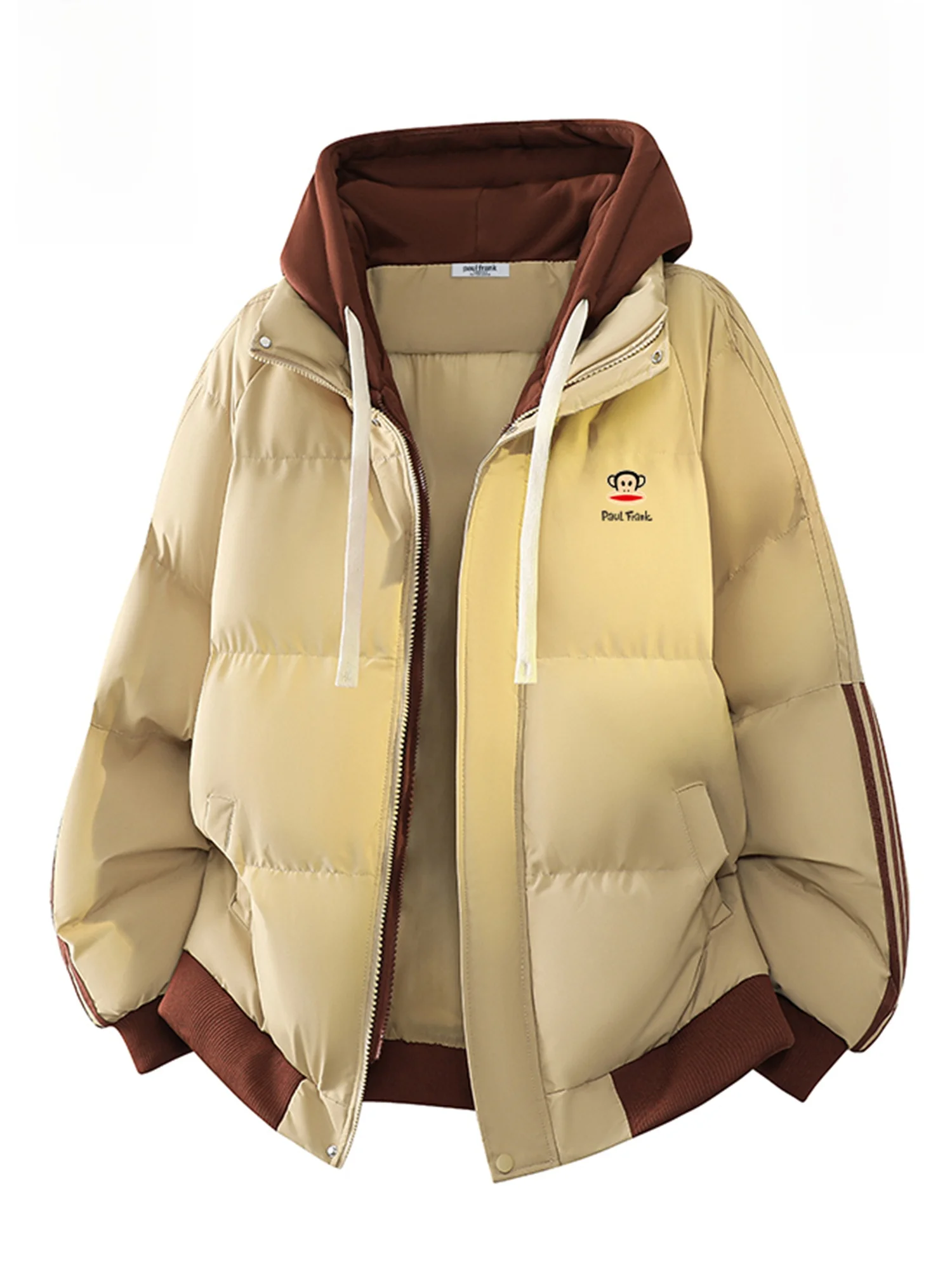 

PaulFrank Warm Thi Hooded Cotton Jaet Men Winter New Loose Casual Striped Bread Clothes Polyester Fiber Youth ular