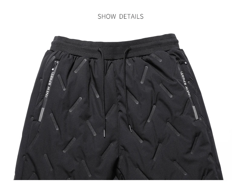 Neue Fleece Warme Winter-Herrenhose Lässige Verdickte Jogginghose für Männer Thermisch Gepolsterte Hose Schwarze Sweatpants für Männer Wasserdicht – Detail 6