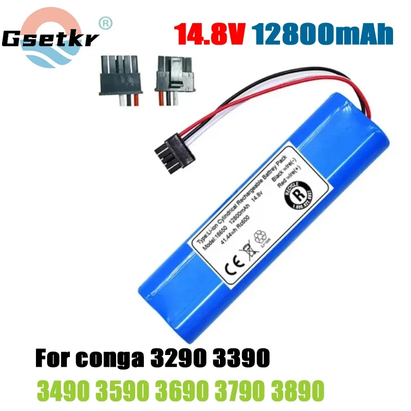 14.8V NEW Rechargeable battery For Conga 3290 3390 3490 3590 3690 3790 3890 Sweeping Mopping Robot 12800mah Vacuum Cleaner