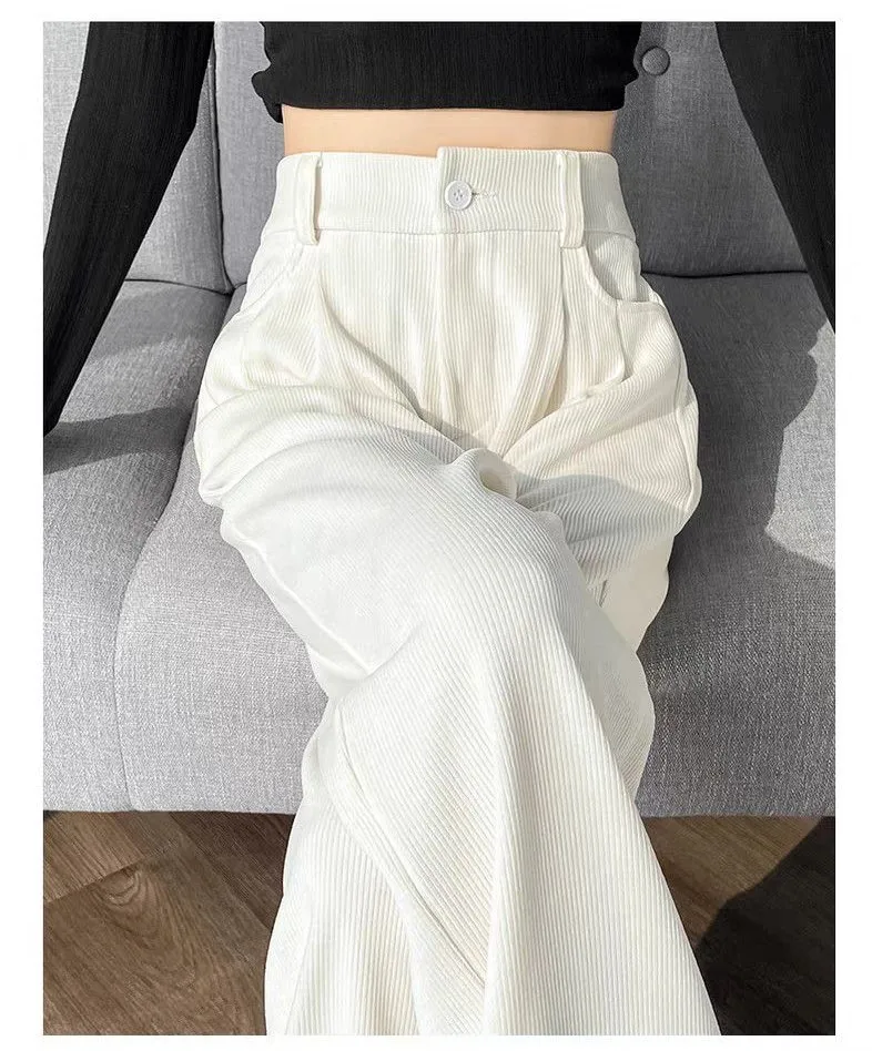 Wide Leg Pants Printed Womens Spring Water-Repellent Twill Uncuffed Minimalism Campus Leisure Elasticity Gift Sequins Decorative