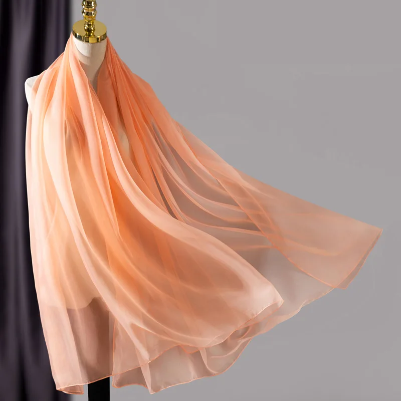Korean Solid Transparent Chiffon Travel Holiday Beach Towel Sunscreen Shawl Female Summer Air Conditioning Ice Silk Scarf M10