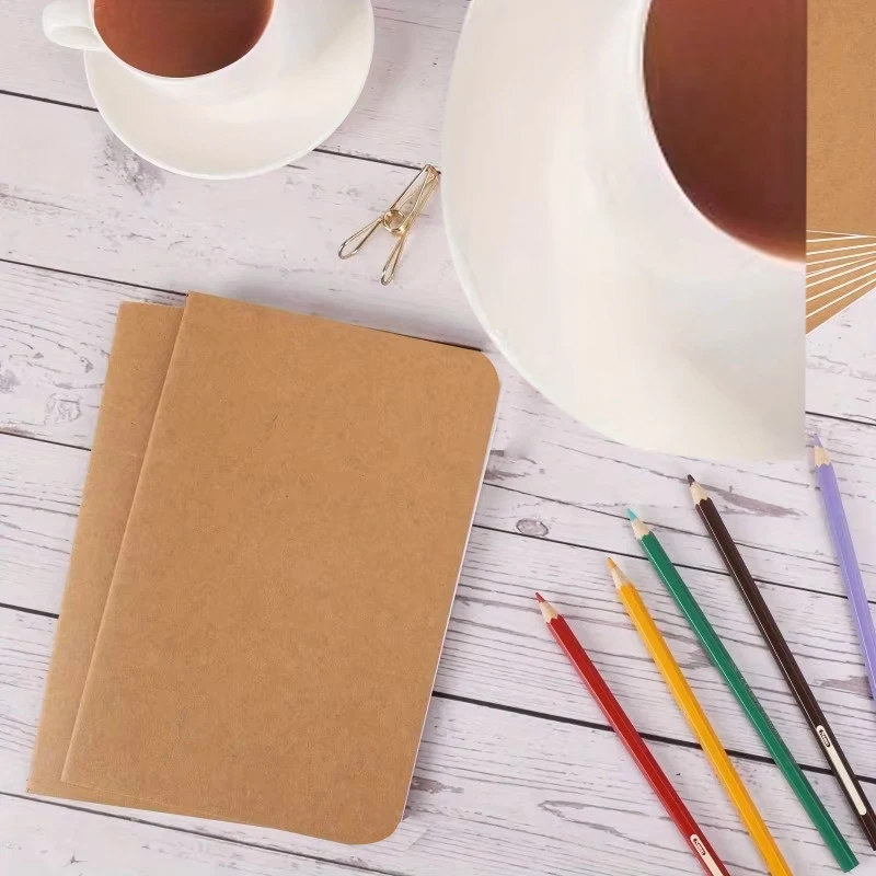20 Stück A5 Blanko/gefütterte Papier-Tagebuch-Notizbücher mit Kraftpapier-Einband, 72 Seiten Zusammensetzung-Notizbuch, für Reisende, Bürobedarf – Detail 2