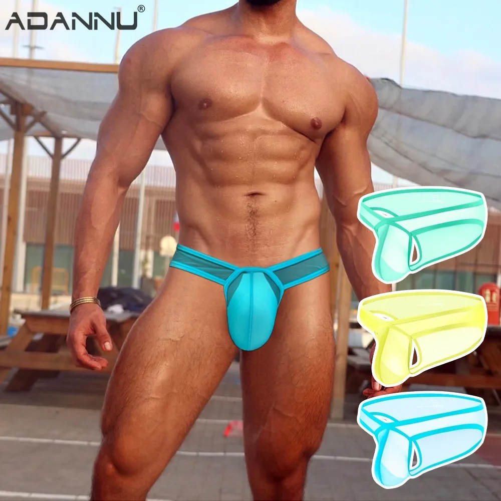 

Ice 1-4PCS silk Transparent Men's Underwear Independent Large U Pouch Briefs Sexy Waist High Fork Underpants Men Sports Panties