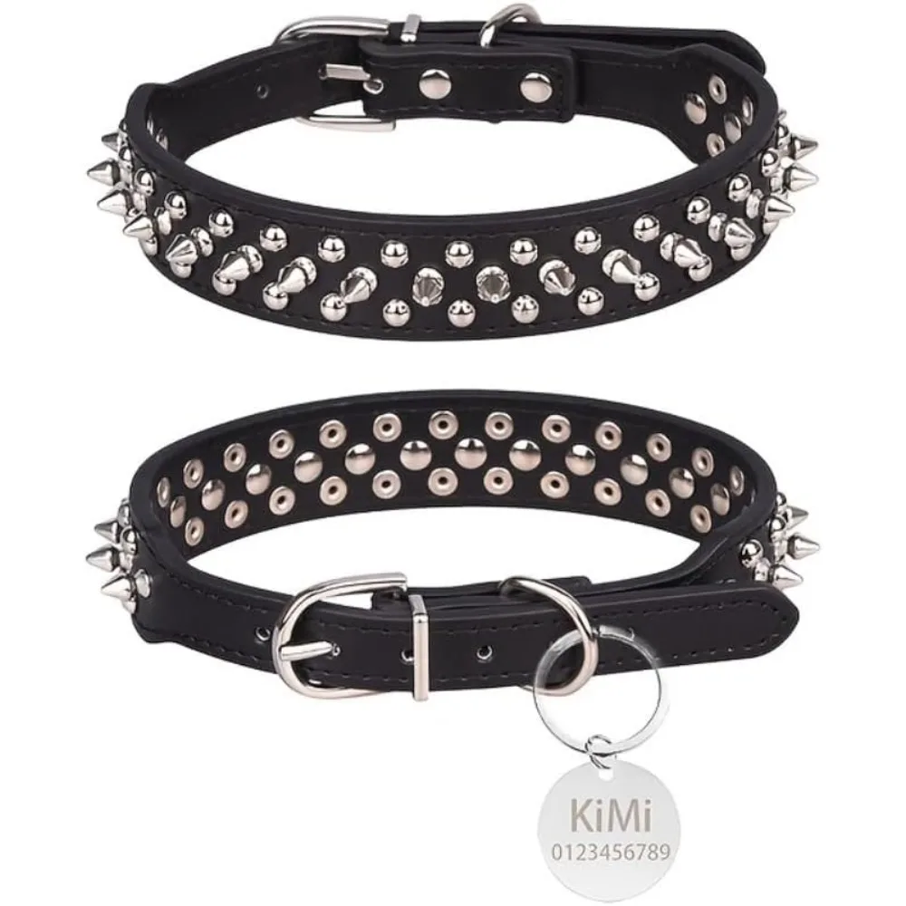 

Spiked Dog Collars for Small Dogs Anti Bite Puppy Collar PU Leather Spike Collar for Puppy Cats