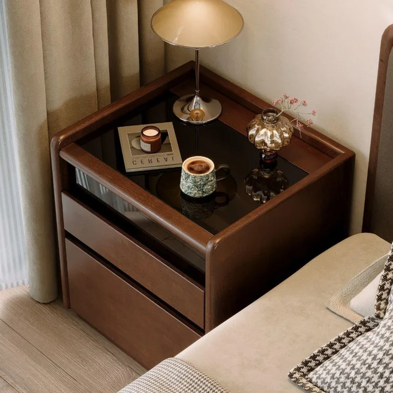 Solid wood bedside table, household multi-functional storage locker