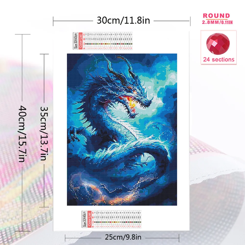 HUACAN Diamond Painting Dragon Rhinestones Animal Mosaic Pictures Full Round New Arrivals Handmade Home Decoration