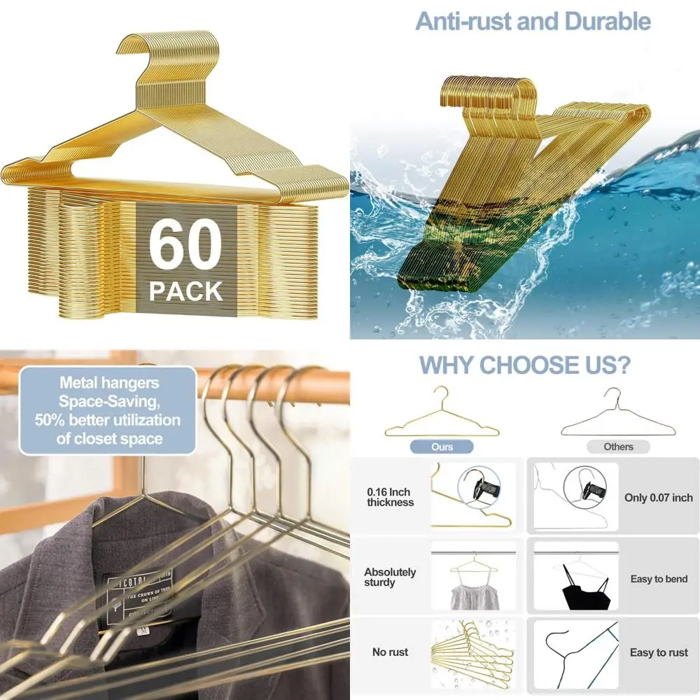 

Сверхмощные металлические проволочные вешалки, упаковка из 60 штук — компактные, с зубцами для пальто, рубашек, костюмов, брюк, одежды стандартного размера, объемный сгусток